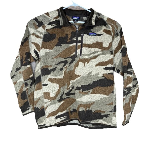 Patagonia Better Sweater Camo Sweatshirt Pullover Men's XXL Quarter Zip Fleece - Picture 1 of 9
